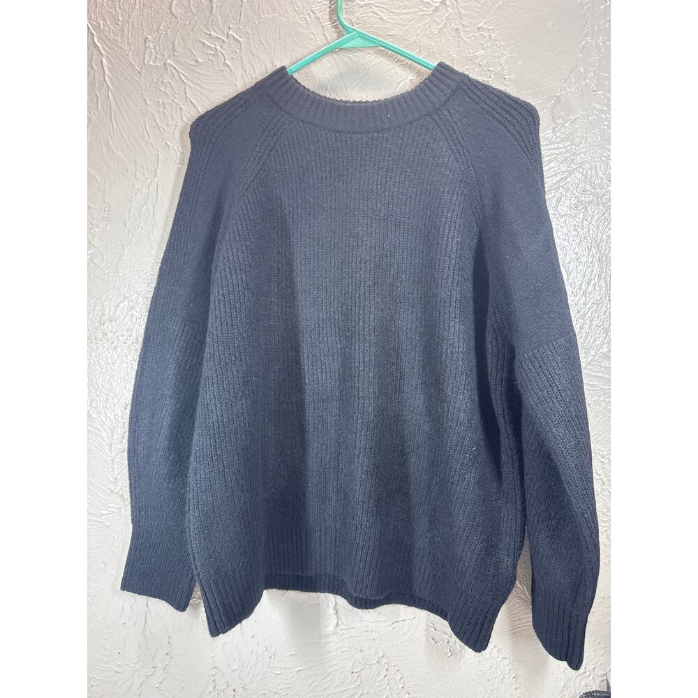 Topshop Womens Pullover Crew Neck Raglan‎ Sleeve Sweater Black Size 8-10 Medium